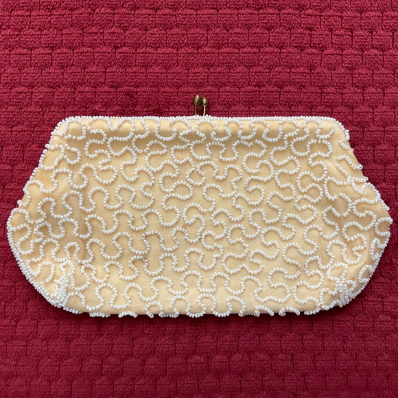 Walborg Vintage 40’sBeaded Ivory Cream Evening Clutch Bag Handmade in Belgium - Picture 2 of 12